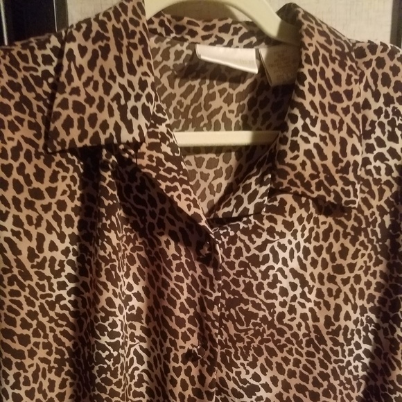 Vintage Cheetah print plus size blouse sz 18W - Picture 5 of 8